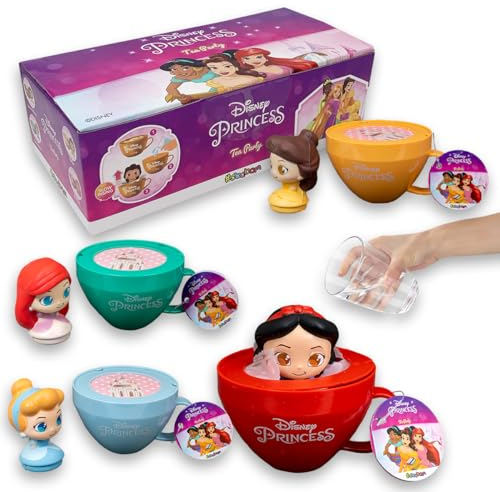 #sbabam Disney Princess Tea Party, Disney Prinzessinnen Puppen, kleine Puppen der Meerjungfrau Ariel, Rapunzel, Aschenputtel und Schneewittchen, 2 Stück, Kinderspiele am Kiosk, Geschenkideen