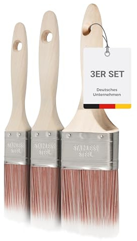 Kolorat® Flachpinsel Set – 3 Stück in den Breiten 25 mm, 40 mm & 75 mm – Universell einsetzbar für Lack, Lasur & Wandfarbe – Ergonomischer Holzgriff – Streifenfreie Ergebnisse ohne Borstenverlust