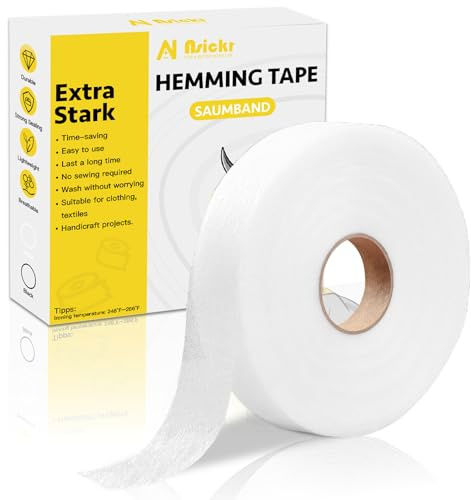 Nsickr Saumband zum Aufbügeln I Extra Stark & Waschfest I 20mm Breit I Bügelband für Bügeln I Bügelkleber Vorhänge Gardinen besser als nähen Saumvlies(Weiß)