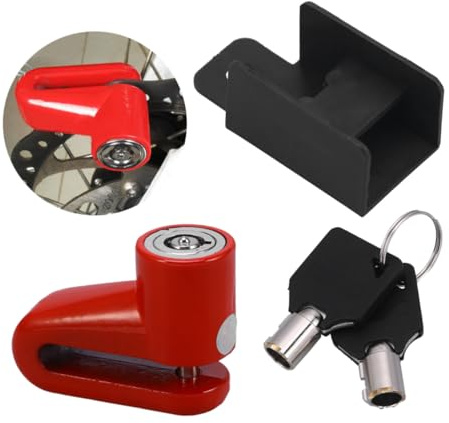 ROMISBABA Lucchetto omologato SRA Blocco Disco e Scooter Sicurezza Rinforzata Bloccaggio Facile Rosso