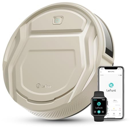 LEFANT M210P Robot Aspirapolvere, 2200Pa, 120 Min, Ultra Sottile 7,8 cm, Senza Grovigli, Potenziamento Tappeto, Controllo Wi-Fi/APP/Alexa/Google, per Pavimenti, Peli Animali e Moquette