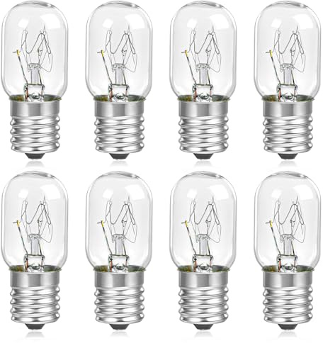 8 Pcs 10692 Microwave Bulb 25W E17 T7 110-130V Wide Voltage, Compatible with GE Whirlpool Maytag Amana Over-the-Range Microwave & Lava Lamp