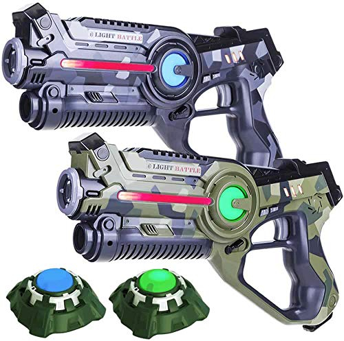 Light Battle Laser-Tag Set - 2 Laserpistolen (camo grün, camo grau) + 2 Ziele - LBAP22256