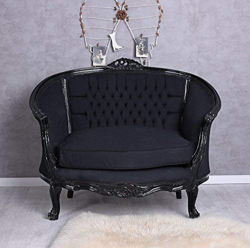 Sessel Barock Sofa Schwarz Sitzbank gepolstert Kanapee Barocksofa Vintage Barocksessel cat559c49 Palazzo Exklusiv