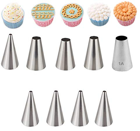 Decorazione Torte Set, FantasyDay 9 Pezzi Ugello in Acciaio Inossidabile Professionale da Pasticceria - Bocchette Decorative Accessori per Torte, Cupcakes, Pasta di Zucchero, Muffin, Dolci, Biscotti