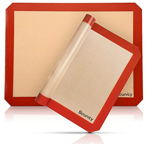 Bounicy Tapis de Cuisson - 2 Tapis Réutilisable en Silicone Anti-Adhésif - Supporte le Four et le Micro-Onde, Passe au Lave-Vaisselle - Certifié sans BPA et Écologique - Idéal Pâtisserie : 30x40cm
