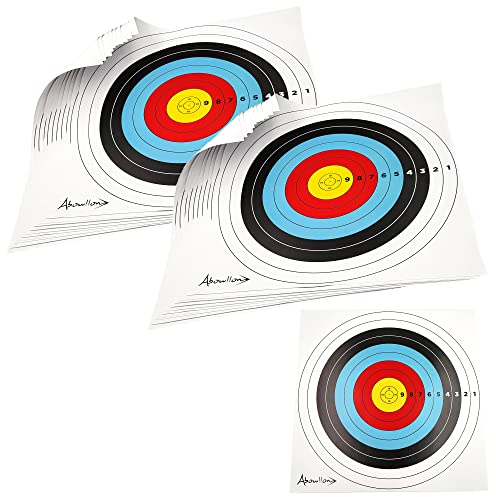 Abowllon® Premium Papier Zielscheiben Set - Made in Germany | Bogenschießen Zielscheiben 41x41 cm | Zielscheiben für Recurvebogen & Compoundbogen | Bogensport Zubehör (10)