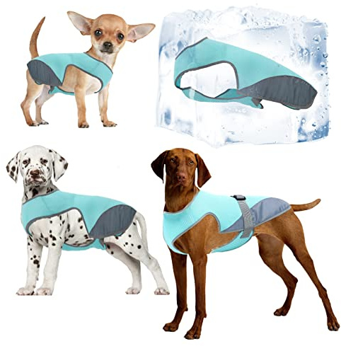 Dog Cooling Vest,Dogs Cooling Jacket,Safe Coat for Summer Sun Protection,Breathable Mesh Ice Vest,Dog Clothes Cool Jackets with Adjustable Straps for Medium,Large Dogs (Blue-XL)