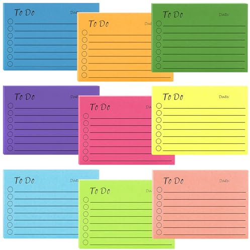 YDHfdc 9 Piezas Notas Adhesivas 450 Blocs de Notas Auto Adhesivas Color To Do List Bloc de Notas Adhesivas Hojas Sticky Notes para Oficina Hogar Escuela (10x7 cm)