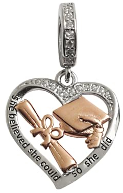 MariaFonte Charm Neu 2025 kompatibel mit allen Marken Herzanhänger Abschlussdiplom Pergament Hut Geburtstag Jahrestag Anhänger Original Bead 925 Silber Mutterperle Glücksbringer Weihnachten Zirkone