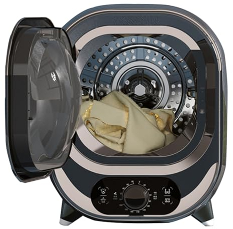Hydravex Portable Condenser Tumble Dryer, Vented Dryers Small Smart Tumble Tryer Condenser Clothes Machine Electric Clothes Portable Compact Freestanding Front Stainless Steel