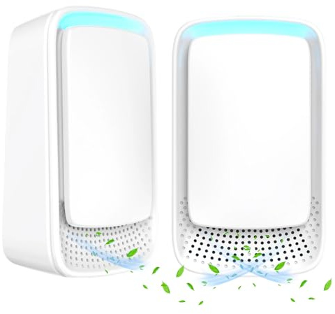 Jonuin Plug in Air Purifier, 2 Pack Negative Ion Air Purifier for Bedroom Home, Portable Quiet Ioniser for Smokers, Purify Smell, Reduces Odours from Pets, Toilet, Dust, Office, Home, Bedroom (White)