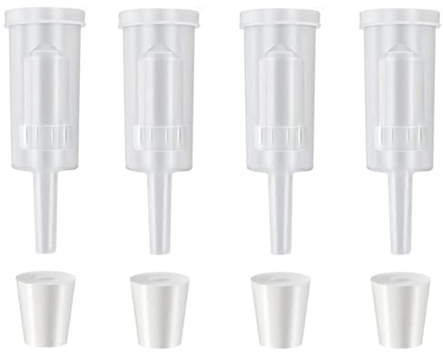 Ncheli Kit de 4 Barboteurs de Fermentation Maison + 4 Bouchons en Silicone, Valve Airlock Démontable 3 Pièces pour Vin, Cidre, Bière Artisanale et Pots Mason