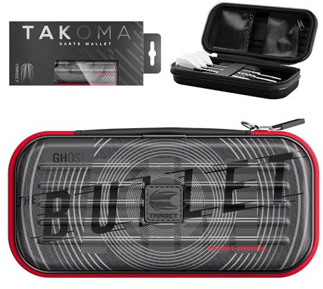 Target Darts Stephen Bunting Ghost Series Takoma Wallet Regular – Dartkoffer schwarz/weiß | The Bullet“ Darttasche mit Reißverschluss | professionelles Zubehör | Platz für 3 komplett montierte Darts