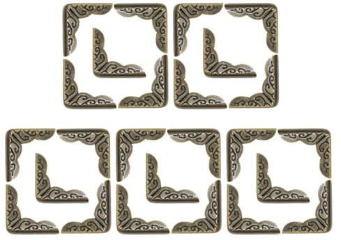 iplusmile 50 Stück Vintage Metall Buchecken Eckenschutz aus Eisen in Antikoptik Kantenschutz für Notizbücher Scrapbooking Fotoalben Selbstgemacht Bastelzubehör