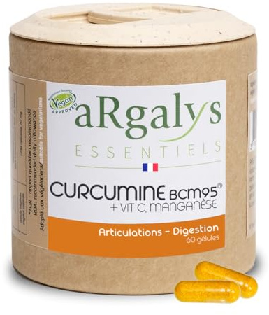 Curcuma BCM95® Haute Biodisponibilité – 95% Curcuminoïdes - Sans Pipérine – Articulations, anti inflammatoire & Antioxydant – Avec Manganèse & Vitamine C – 2 Mois - 60 Gélules Vegan