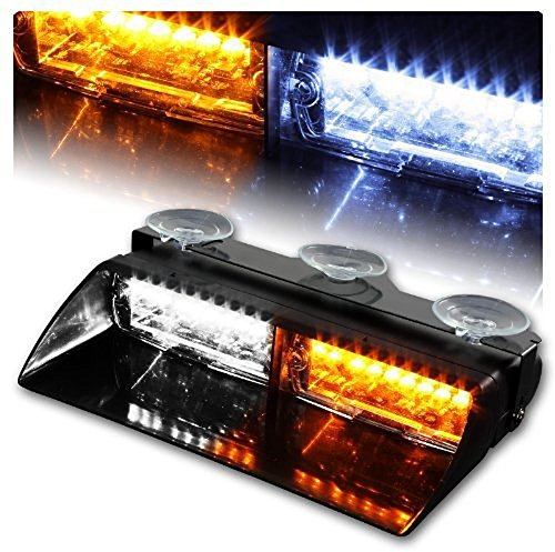Anzene 16 LED à haute intensité - Feux stroboscopiques d'urgence - 18 modes pour toit/tableau de bord/pare-brise - Avec ventouses (blanc/ambre)