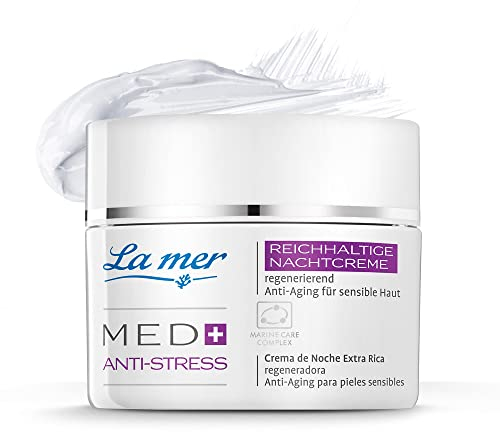 La mer MED+ Anti-Stress Reichhaltige Nachtcreme - Gesichtscreme mit Vitamin A und E & Sheabutter - Schützt gegen schädliche Umwelteinflüsse - Für gestresste und irritierte Haut - 50 ml