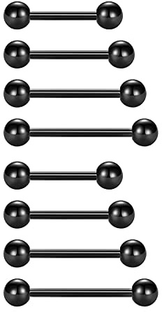 FECTAS 5 st 14 g kirurgiskt stål bröstvårta tungstav set kroppspiercing smycken 12–18 mm