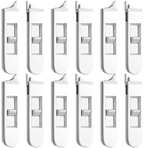 12 Pieces Window Latch Replacement Snap in Window Locks Vinyl Spring Loaded Parts and Hardware White Plastic Sliding Latch for Home Accessories (12 Pieces)