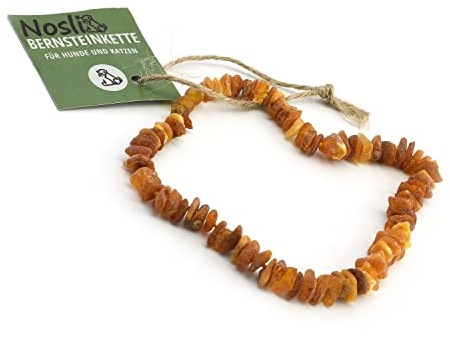 Nosli Bernsteinkette Halsband für Hunde und Katze • Hundehalsband Baltischer Bernstein • Bernstein Halsband • Länge: 30cm