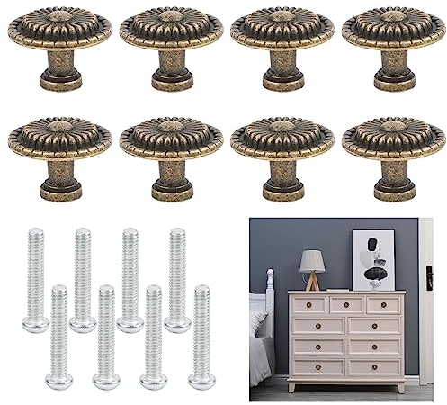 SUPRROW Juego de 8 pomos de bronce para muebles de estilo vintage, pomos para cajones con tornillos, pomos para muebles de cocina, cajones, armarios de cocina, cajones, color bronce