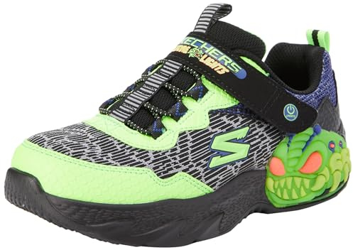 Skechers pojkar träningsskor, Black & Lime Syntetisk/Textile/Trim, 1.5 UK, Svart lime syntetisk textil trim, 34 EU