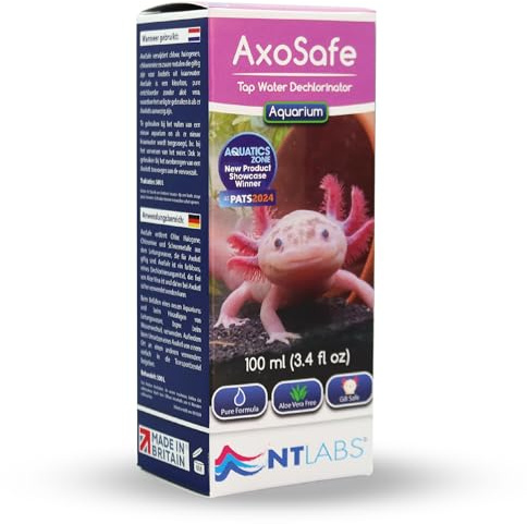 NT Labs AxoSafe pour aquariums Axolotl, élimine le chlore, les halogènes, la chloramine, sans aloe vera, accessoires d'aquarium pour axolotls (100 ml)