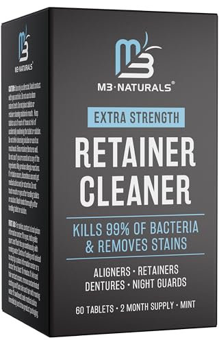 Comprimés nettoyants approuvés par la FSA HSA pour éliminer les odeurs, la décoloration, les taches et la plaque dentaire - 2 mois d'approvisionnement pour prothèses dentaires - Protège-dents - Menthe