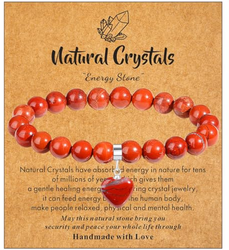 XIANNVXI Red Jasper Bracelet,Healing Crystal 8mm Stone Red Bracelet for Women Ladies Womens Jewellery Gifts for Her