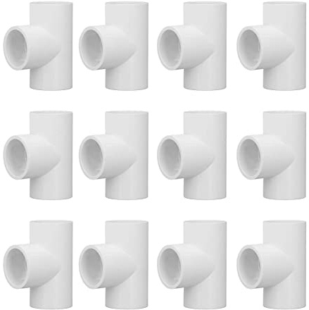 12 St PVC T-rörkopplingar, Plastförband med Lika Diameter Adapte T-formad Grenkoppling 3-vägs Kopplingskoppling för Vattenförsörjningstryckfördelningssystem (20 mm)