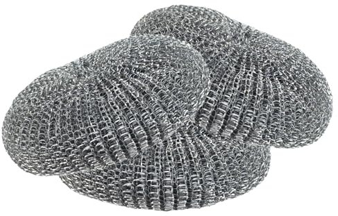 escleano | XL Stahlschwamm oval Topfreiniger, Topfkratzer, Reinigungspad 13x11x4 cm - 100% rostfreier Edelstahl (3 Stück)