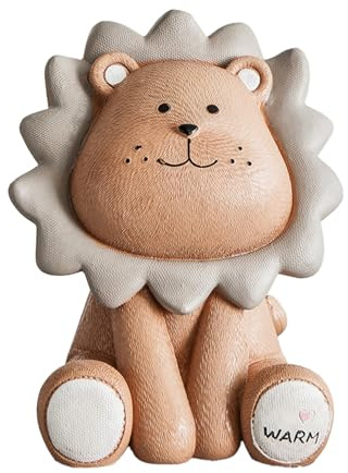 Salvadanaio Leone Brown in Resina Infrangibile Apribile - Regalo Compleanno e Anniversario (Grande)