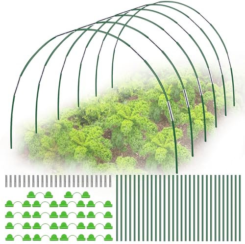 LYLIDIA 30pcs Folientunnel Pflanztunnel Bögen für Hochbeet Abdeckung Gewächshausbogen Frühbeetaufsatz Zeltstangen Fiberglas Gewächshaus Hochbeete DIY Frühbeet Tunnel kit Zubehör & 18 Clips