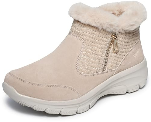 Skechers Women's EASY GOING - GENTLE FALL, Sweater knit zip up boot, SAND, 9.5M