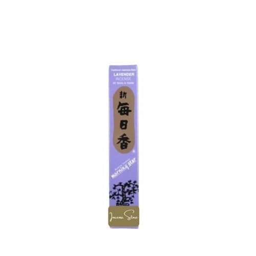 Japansk Morning Star rökelse – lavendel | Nippon Kodo | 50 pinnar + keramisk rökelsehållare | Lugnande och avslappnande blommig doft | För meditation, yoga och välbefinnande | Rökfri