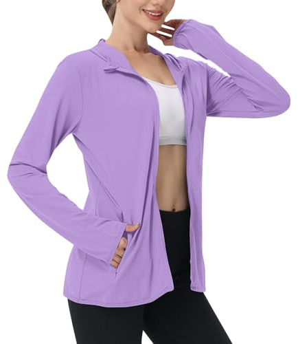 BFSWL Ropa de protección UV para mujer, chaqueta de manga larga de verano, transpirable, sudadera con capucha, chaqueta de verano, protección solar, chaqueta deportiva, camiseta deportiva, chaqueta