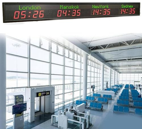 Digitale LED-Weltzeituhr Mit 3/4/5/6 Zeitzonen, Digitale Statische Anzeige, Vollaluminiumgehäuse, Für Flughäfen, Einkaufszentren, Hotels, Multinationale Unternehmen,4City