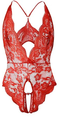 GENEMEN Body sexy en dentelle pour homme - Maillot de bain Sissy String transparent - Coupe ouverte - Combinaison de bain moulante