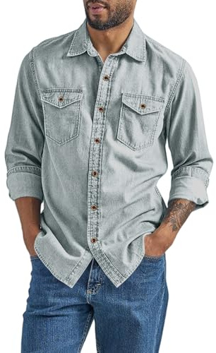 Camisas para hombre, camisa vaquera ligera para hombre, camisa de verano ligera, transpirable, camisa tradicional en el pecho, camisa de ocio, camisa de trabajo ajustada, camisa de trabajo de manga