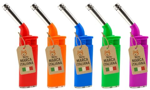 AkitaInk Set 5 Accendigas Ricaricabili con Beccuccio Inclinato, Accendini Multiuso per Cucina, Fornelli, BBQ, Camino e Candele
