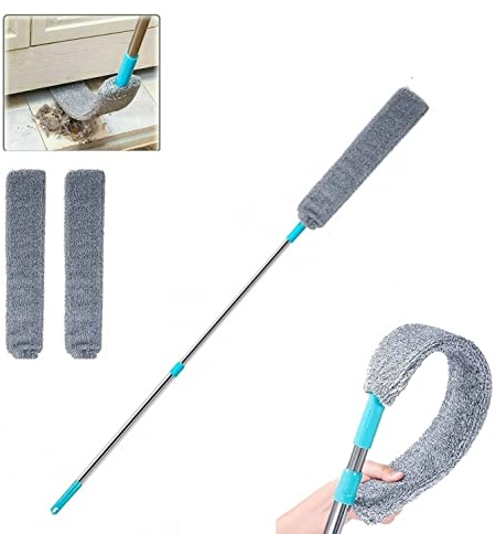 CHIRISEN Gap Dust Cleaning Brush Versenkbare Lücke Staubreiniger unter Gerät Mikrofaser Staub Staubpinsel mit Verlängerung Pole Reinigung Staubtuch für Bett hohe Decken Möbel unten