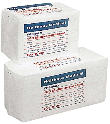 Holthaus Medical YPSIPAD Lot de 100 compresses de gaze, pliées en 8, non stériles - DIN EN 14079