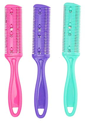 Professional 3 Pcs Double Edge Razor Blades, Trimmer Razor Dual Side Cutting Scissors DIY Hair Thinning Comb Slim Haircuts Cutting Tool