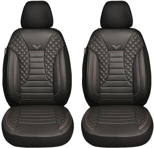 BREMER SITZBEZÜGE Maß Auto Schonbezüge kompatibel mit Toyota Hilux 5 Fahrer & Beifahrer Set ab 2005-2015 / Auto Schonbezug Velour Kunstleder Set 2er Pack in Schwarz (PS804)