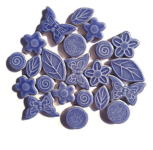 Carreaux de mosaique 200g 40~50pcs Carreaux de mosaïque en Porcelaine Bowknot Feuille Papillon Forme céramique Pierre mosaïque Jaune Rouge Bleu Couleur Bleu optionnel (Color : 200g Blue)
