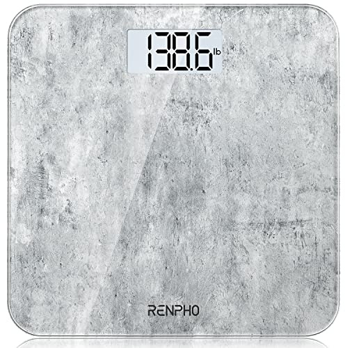 RENPHO Bilancia da bagno digitale per peso corporeo, bilancia elettronica da bagno con sensori ad alta precisione, macchina accurata per persone, display a LED, step-on (ST/LB/KG), cemento, Core 1S