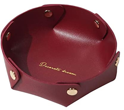 harayaa Vassoio in Pelle da Tavolo Pratica Scatola portaoggetti Svuotatasche in Pelle PU per cassettiera da Tasca Tavolino da caffè Gioielli Attrezzature per, Rosso