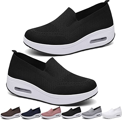 Women's Orthopedic Sneakers, Zapatillas OrtopéDicas para Mujer, Zapatillas Deportivas con Plataforma Elástica y Malla para Mujer, para Ponerse de pie, Correr, Caminar, Trabajar