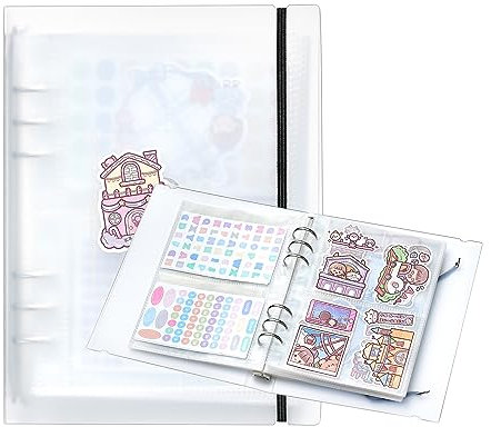 1pcs A5 Sticker storage Album,sticker organization Collecting Book Binder sleeves for planner stickers organizers collector recipe cards (3 different sized pockets)